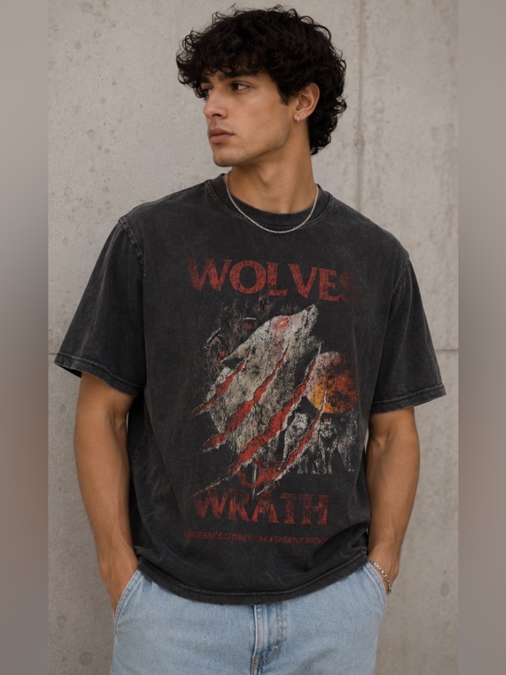 Fashion Nova Charcoal Wolves Graphic Tee